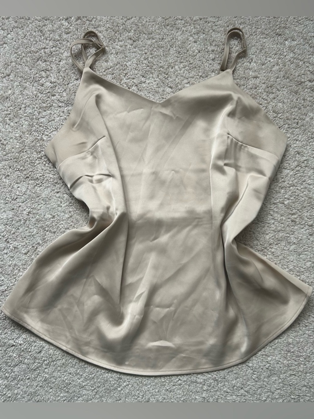 Suzy Shier Beige Satin V-Neck Cami
